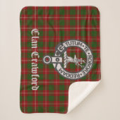 Clan Crawford Wappen Abzeichen und Tartan Sherpadecke (Vorderseite)