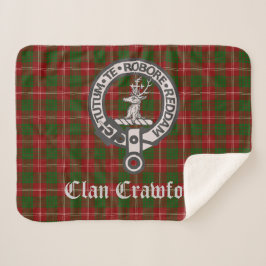 Clan Crawford Wappen Abzeichen und Tartan Sherpadecke