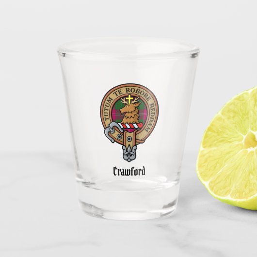 Clan Crawford Wappen Shot Glass Schnapsglas (Vorderseite)
