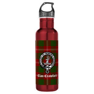 Clan Crawford Wappen Tartan Edelstahlflasche