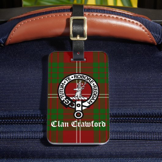 Clan Crawford Wappen Tartan Gepäckanhänger (Vorderseite Insitu 2)
