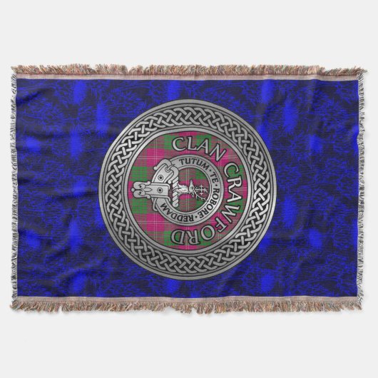 Clan Crawford Wappen & Tartan Knot Decke (Vorderseite)