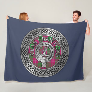 Clan Crawford Wappen & Tartan Knot Fleecedecke