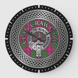 Clan Crawford Wappen & Tartan Knot Große Wanduhr