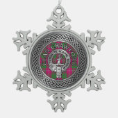 Clan Crawford Wappen & Tartan Knot Schneeflocken Zinn-Ornament (Vorderseite)