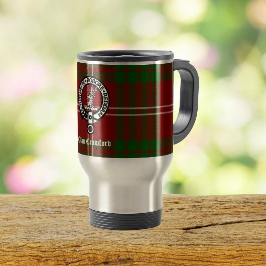 Clan Crawford Wappen Tartan Reisebecher