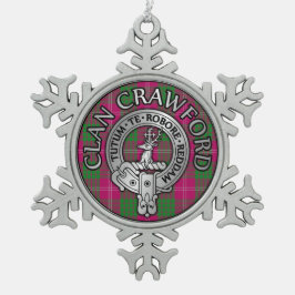 Clan Crawford Wappen & Tartan Schneeflocken Zinn-Ornament