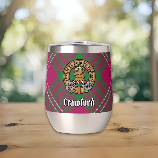 Clan Crawford Wappen über Tartan