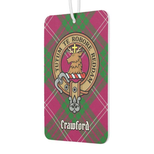 Clan Crawford Wappen über Tartan Autolufterfrischer (Links)