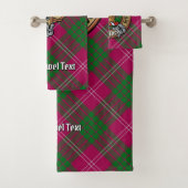 Clan Crawford Wappen über Tartan Badhandtuch Set (Insitu)