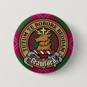 Clan Crawford Wappen über Tartan Button (Vorderseite)