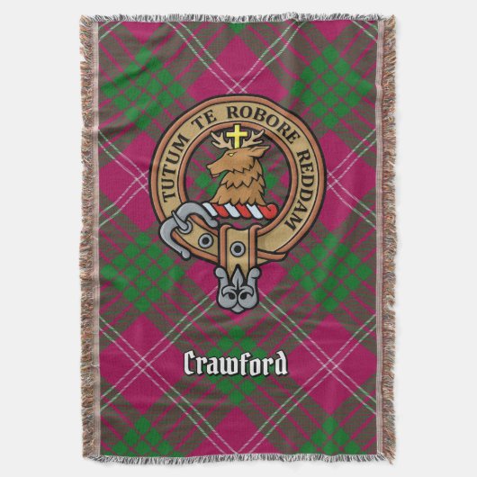 Clan Crawford-Wappen über Tartan Decke (Vorderseite Vertikal)