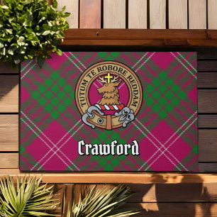 Clan Crawford Wappen über Tartan Fußmatte