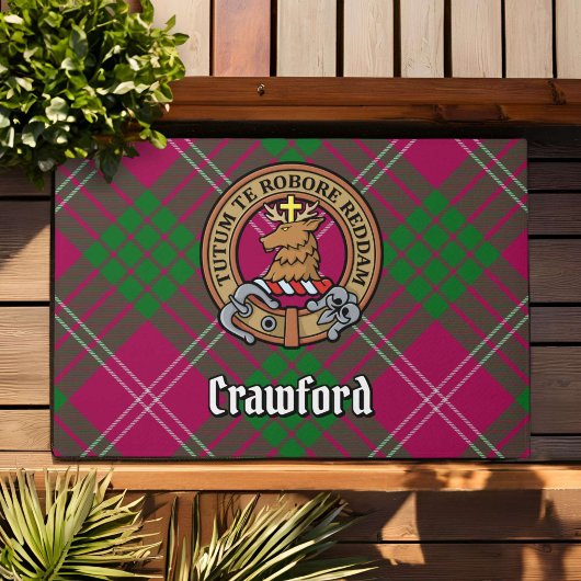Clan Crawford Wappen über Tartan Fußmatte