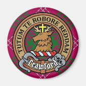 Clan Crawford Wappen über Tartan Magnet (Vorne)