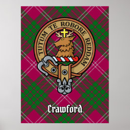 Clan Crawford Wappen über Tartan Poster