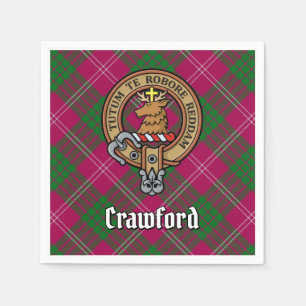 Clan Crawford Wappen über Tartan Serviette