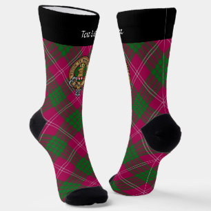 Clan Crawford Wappen über Tartan Socks Socken