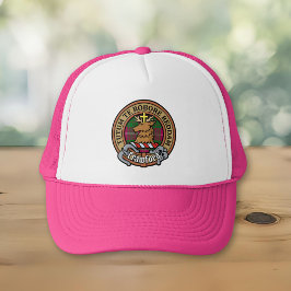 Clan Crawford Wappen über Tartan Trucker Hat Truckerkappe