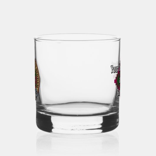 Clan Crawford Wappen über Tartan Whiskyglas (Links)