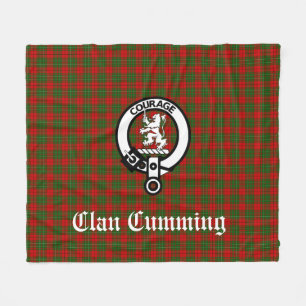 Clan Cumming Wappen Abzeichen und Tartan Fleecedecke