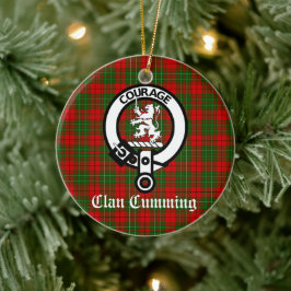 Clan Cumming Wappen Abzeichen und Tartan Personali Keramik Ornament