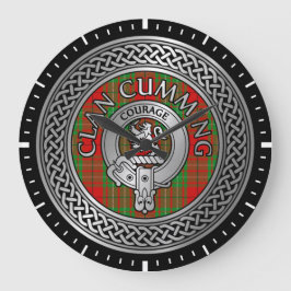 Clan Cumming Wappen & Tartan Knot Large Clock Große Wanduhr