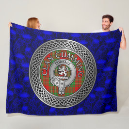 Clan Cumming Wappen & Tartan Knot on Thistle Fleecedecke