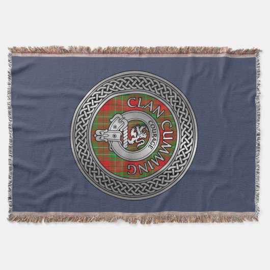 Clan Cumming Wappen & Tartan Knot Throw Blanket Decke (Vorderseite)