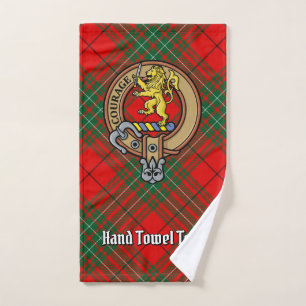 Clan Cumming Wappen über Tartan Badhandtuch Set