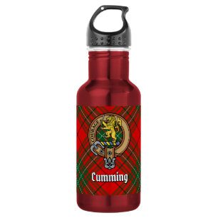 Clan Cumming-Wappen über Tartan Edelstahlflasche