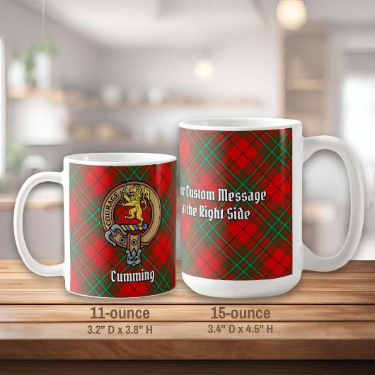 Clan Cumming Wappen über Tartan Kaffeetasse