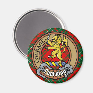 Clan Cumming Wappen über Tartan Magnet