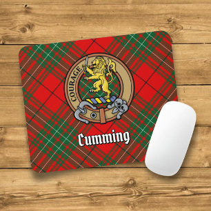 Clan Cumming Wappen über Tartan Mousepad
