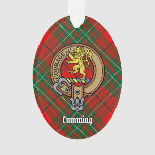 Clan Cumming Wappen über Tartan Ornament