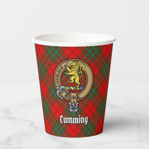 Clan Cumming Wappen über Tartan Pappbecher