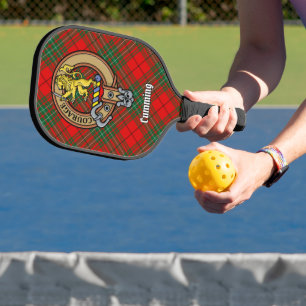 Clan Cumming-Wappen über Tartan Pickleball Schläger