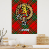 Clan Cumming Wappen über Tartan Poster (Küche)