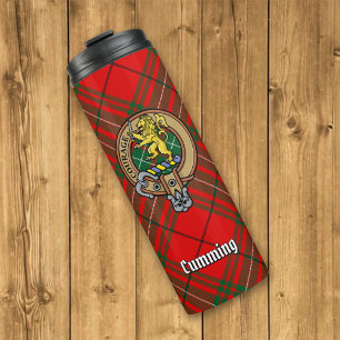 Clan Cumming Wappen über Tartan Thermosbecher