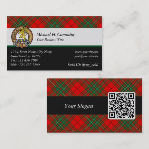 Clan Cumming-Wappen über Tartan Visitenkarte