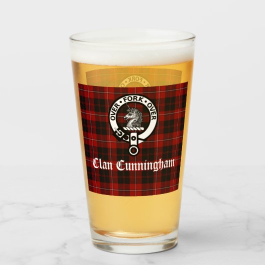 Clan Cunningham Abzeichen & Tartan Glas (Vorne (Gefüllt))
