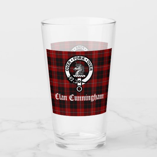 Clan Cunningham Abzeichen & Tartan Glas (Vorderseite)