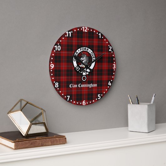 Clan Cunningham Abzeichen & Tartan Große Wanduhr (Büro)