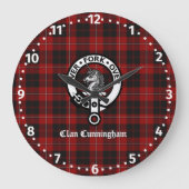 Clan Cunningham Abzeichen & Tartan Große Wanduhr (Vorderseite)