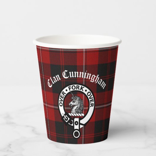 Clan Cunningham Abzeichen & Tartan Pappbecher (Vorderseite)