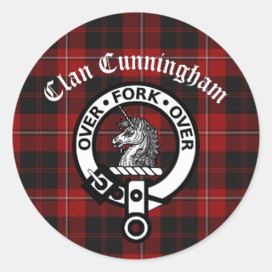 Clan Cunningham Abzeichen & Tartan Runder Aufkleber