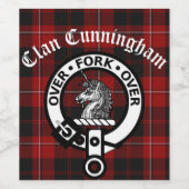 Clan Cunningham Abzeichen & Tartan Weinetikett (Einzelnes Label)