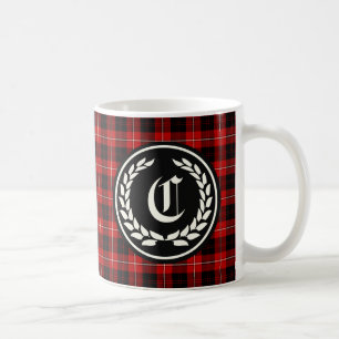Clan Cunningham Rot und Schwarz Tartan Monogramm Kaffeetasse