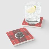 Clan Cunningham Tartan Custom Monogram Steinuntersetzer (Seitenansicht)