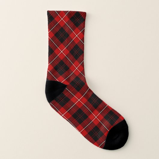 Clan Cunningham Tartan Red and Black Kariert Socken (Links - Innen)